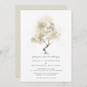 Invitation Mariage d'aquarelle minimaliste pour arbre vert mo