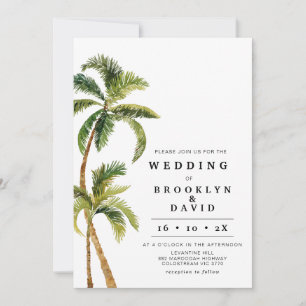 Invitation Mariage d'aquarelle moderne Palm Tree