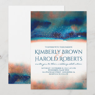 Invitation Mariage d'aquarelle moderne Turquoise and Peach