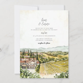 Invitation Mariage d'aquarelle Napa Valley California