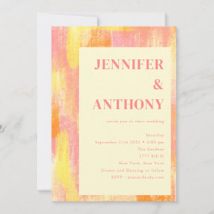 Invitation Mariage d'aquarelle orange jaune Abstrait