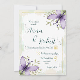 Invitation Mariage d'aquarelle papillon Lilac