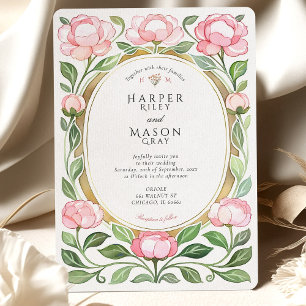 Invitation Mariage d'aquarelle Peonies vintages