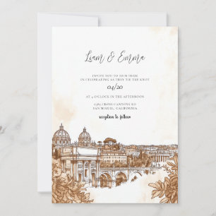 Invitation Mariage d'aquarelle Rome Italie