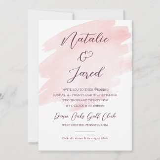 Invitation Mariage d'aquarelle rose