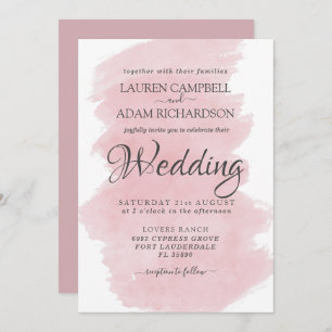Invitation Mariage d'aquarelle rose moderne 