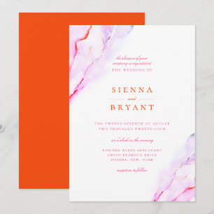 Invitation Mariage d'aquarelle rose orange