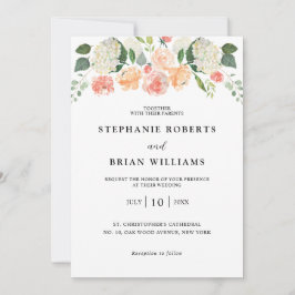 Invitation Mariage d'aquarelle rose orange vif
