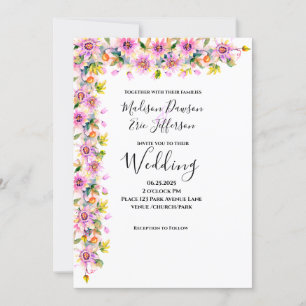 Invitation Mariage d'aquarelle rose pâle