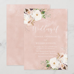 Invitation Mariage d'aquarelle rose pâle