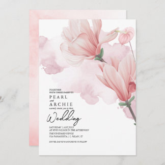 Invitation Mariage d'aquarelle rose pâle
