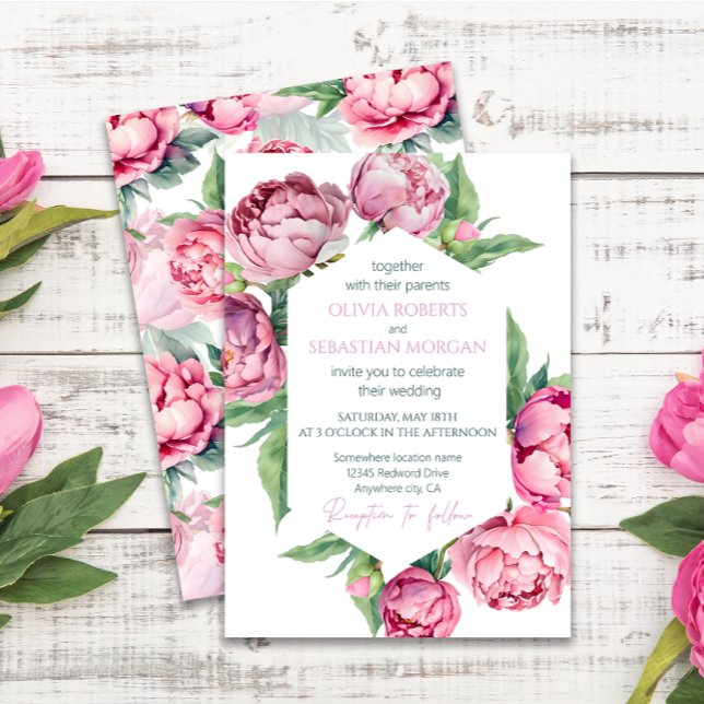 Invitation Mariage d'aquarelle rose pâle (Créateur téléchargé)
