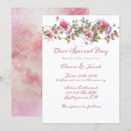 Invitation Mariage d'aquarelle rose romantique