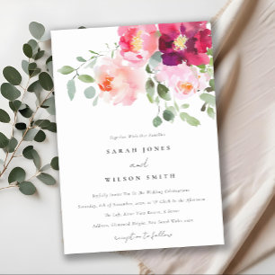 Invitation Mariage d'aquarelle Rose rose-bleu