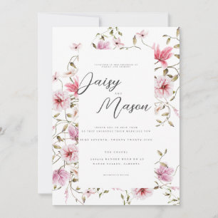 Invitation Mariage d'aquarelle rose rose pâle romantique