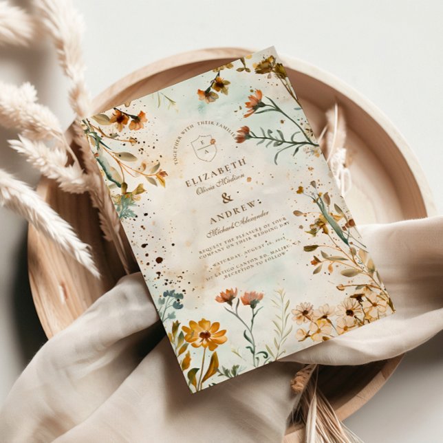 Invitation Mariage d'aquarelle Russe Fleur sauvage (Créateur téléchargé)