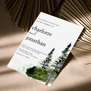 Invitation Mariage d'aquarelle Rustic Mountain Forest