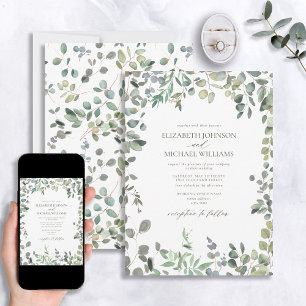 Invitation Mariage d'aquarelle Sage Green Eucalyptus