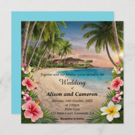 Invitation Mariage d'aquarelle Tropical Ocean Beach