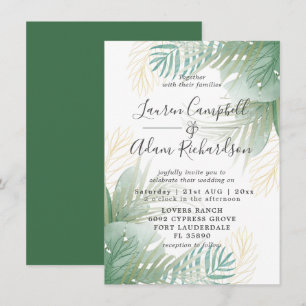 Invitation Mariage d'aquarelle tropicale verte