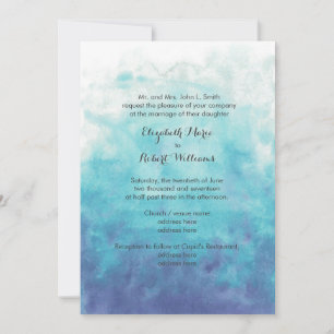 Invitation Mariage d'aquarelle Turquoise Ombre