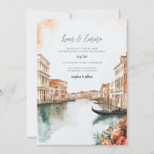 Invitation Mariage d'aquarelle Venice Italie