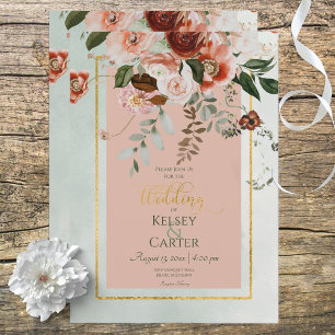 Invitation Mariage d'aquarelle vert pour les fleurs de bracel