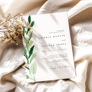 Invitation Mariage d'aquarelle verte minimale