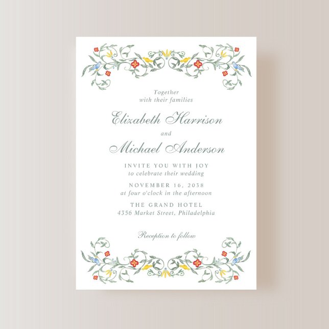 Invitation Mariage d'aquarelle vintage Garden (Créateur téléchargé)