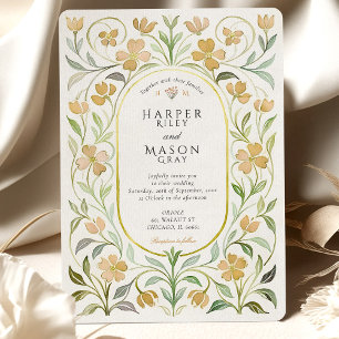 Invitation Mariage d'aquarelle vintage jaune