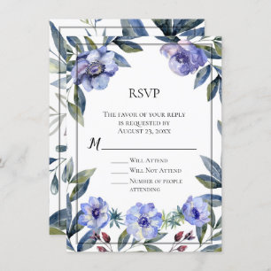 Invitation Mariage d'aquarelle violet à fleur d'anémone