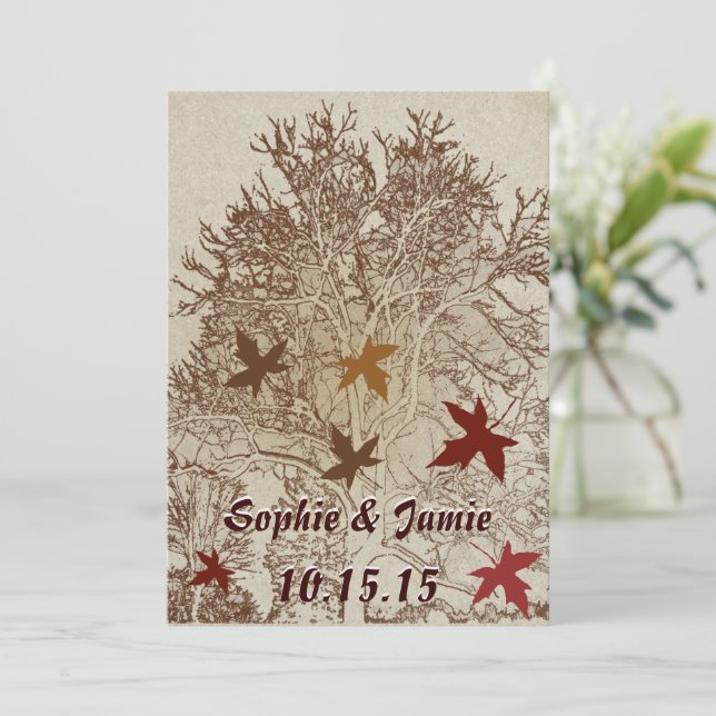 Invitation Mariage d'arbre Brown et bordeaux (Debout devant)