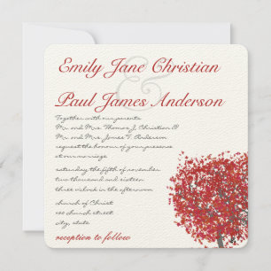 Invitation Mariage d'arbre rouge de forêt rustique