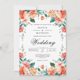 Invitation Mariage d'arc de fleur de corail