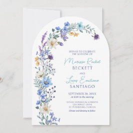 Invitation Mariage d'arc Fleur sauvage de lavande bleu Turquo