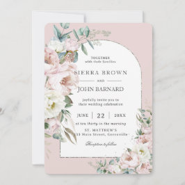 Invitation Mariage d'arc fleuri rose chic