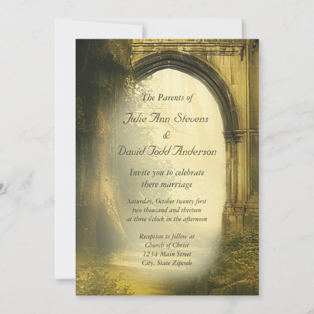 Invitation Mariage d'arc forestier enchanté (Devant)