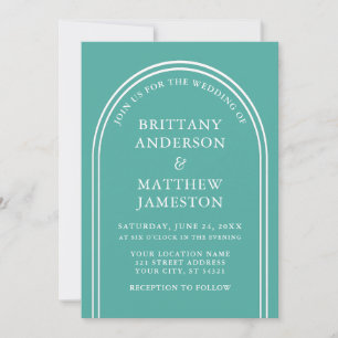 Invitation Mariage d'arc moderne et élégant Turquoise