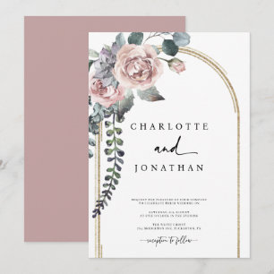 Invitation Mariage d'arc rose et or Dusty
