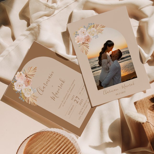 Invitation Mariage d'Arch Boho avec Herbe de Pampas (Créateur téléchargé)