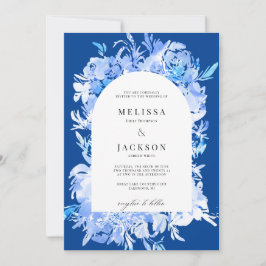 Invitation Mariage d'arche à fleurs bleu aquarelle