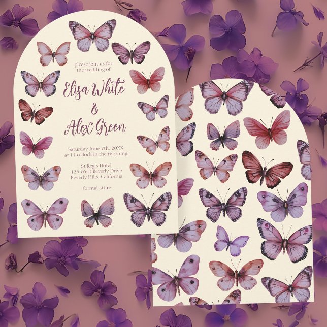 Invitation Mariage d'arche à papillons Élégant (Elegant Butterflies CUSTOM Arch Wedding Invitation
)