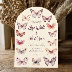 Invitation Mariage d'arche à papillons Élégant