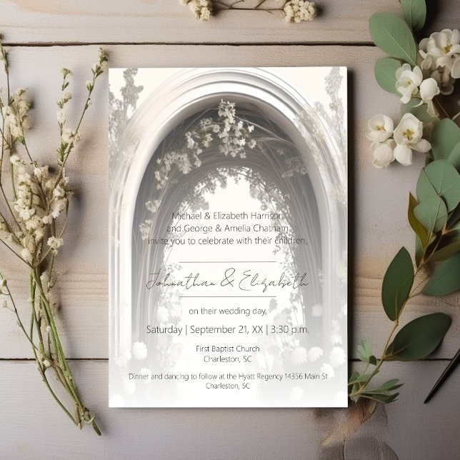 Invitation Mariage d'arche botanique romantique (Romantic Boho Botanical Arch Wedding Invitation)