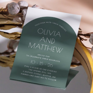 Invitation Mariage d'arche de typographie moderne vert Sage +
