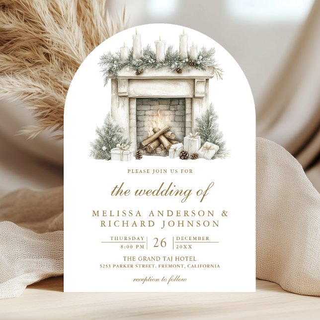 Invitation Mariage d'arche du code QR de la cheminée de Noël (Créateur téléchargé)