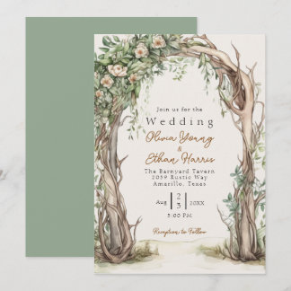 Invitation Mariage d'arche en bois rustique