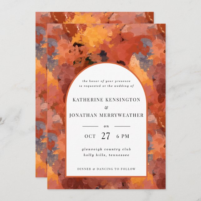 Invitation Mariage d'arche en terre cuite moderne Boho (Devant / Derrière)
