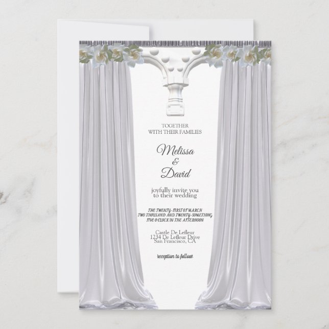 Invitation Mariage d'arche floral blanc élégant (Devant)