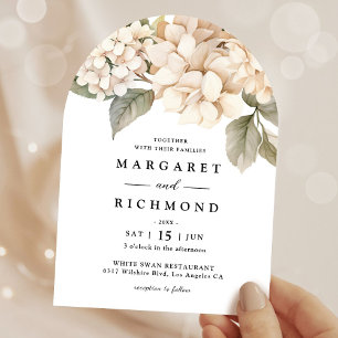 Invitation Mariage d'arche florale blanc élégant Hydrangea